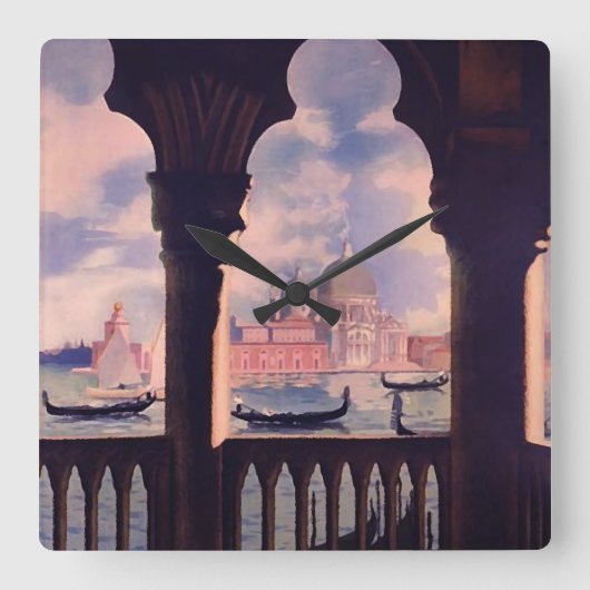 ヴィンテージヴェネツィアトラベルスクエアウォールクロック スクエア壁時計 (正面)