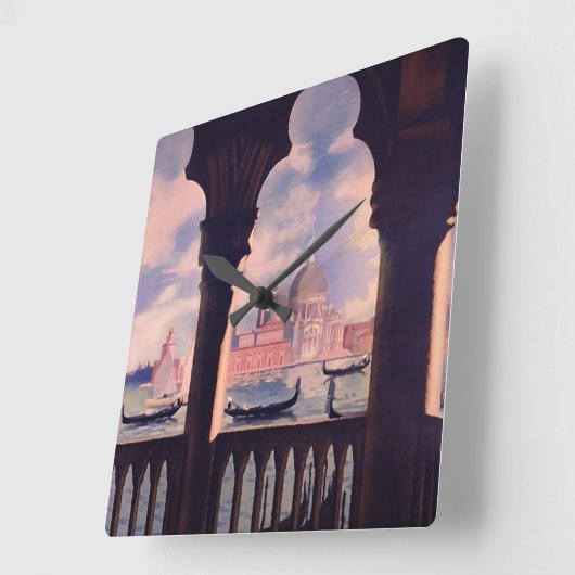 ヴィンテージヴェネツィアトラベルスクエアウォールクロック スクエア壁時計 (傾斜)