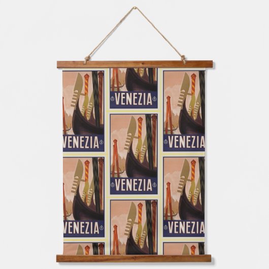 ヴィンテージヴェネツィアヴェネツィアボーツパターン 吊り下げ型タペストリー (正面)