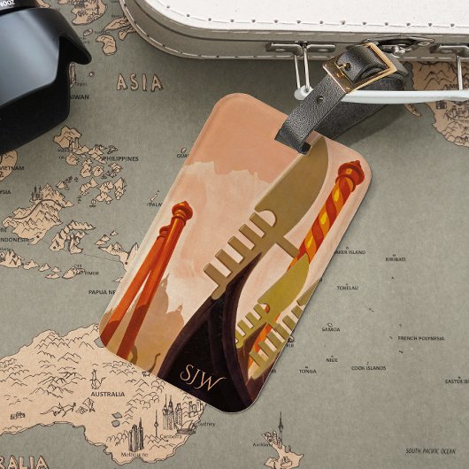 ヴィンテージヴェネツィア旅行ポスターモノグラム ラゲッジタグ