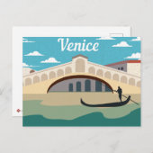 ヴィンテージヴェネツィア&ヴェネツィアゴンドラシルエット ポストカード (正面/裏面)