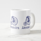 ヴィンテージヴェロピードペニーファーティンバイクブルー ジャンボコーヒーマグカップ (正面右)