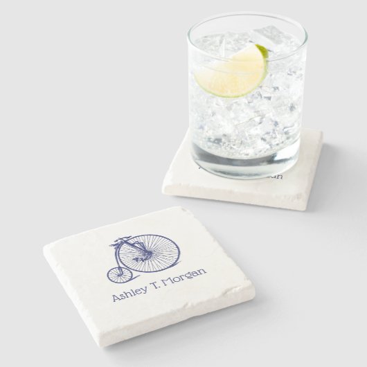 ヴィンテージヴェロピードペニーファーティンバイクブルー ストーンコースター (横)