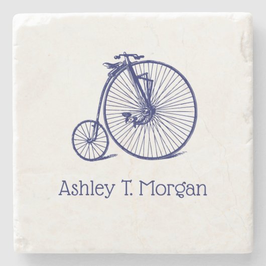 ヴィンテージヴェロピードペニーファーティンバイクブルー ストーンコースター (正面)