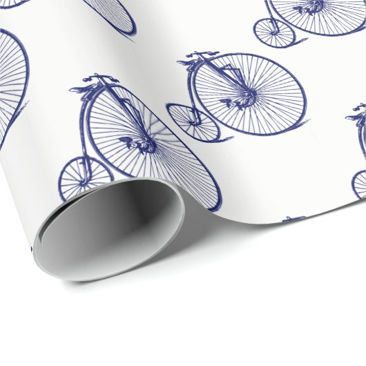 ヴィンテージヴェロピードペニーファーティンバイクブルー ラッピングペーパー (ロールコーナー)