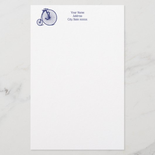 ヴィンテージヴェロピードペニーファーティンバイクブルー 便箋 (正面)