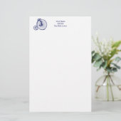 ヴィンテージヴェロピードペニーファーティンバイクブルー 便箋 (スタンド正面)