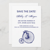 ヴィンテージヴェロピードペニーファーティンバイクブルー 招待状 (正面/裏面)