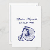 ヴィンテージヴェロピードペニーファーティンバイクブルー 招待状 (正面/裏面)