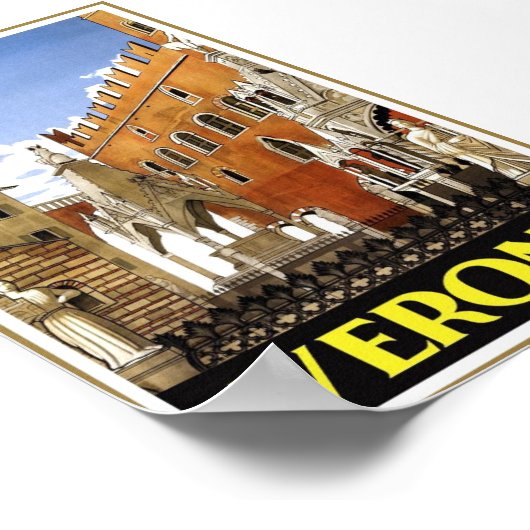 ヴィンテージヴェローナイタリアアートトラベルクラシックポスター ポスター (角)