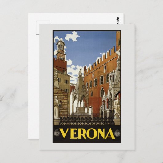 ヴィンテージヴェローナイタリアレトロトラベイタリアンル ポストカード (正面/裏面)