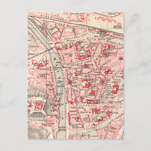ヴィンテージヴルツブルクの地図(1905年) ポストカード (正面)