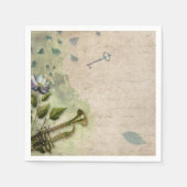 ヴィンテージ一時フローラトランペットホルンデクページ スタンダードカクテルナプキン (正面)