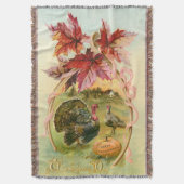 ヴィンテージ七面鳥、ウィッシュボーン、紅葉 スローブランケット (正面縦)