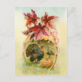 ヴィンテージ七面鳥、ウィッシュボーン、紅葉 ポストカード (正面)