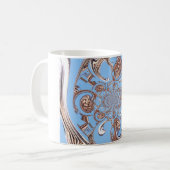 ヴィンテージ万華鏡のように千変万化するパターンアートプリント コーヒーマグカップ (正面左)