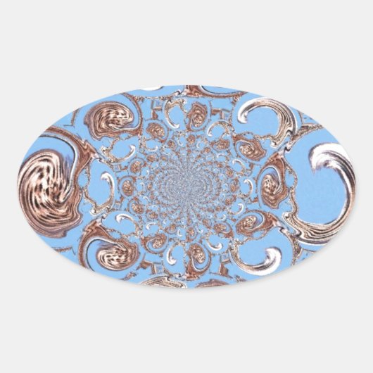 ヴィンテージ万華鏡のように千変万化するパターンアートプリント 楕円形シール (正面)