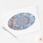 ヴィンテージ万華鏡のように千変万化するパターンアートプリント 楕円形シール (封筒)