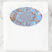 ヴィンテージ万華鏡のように千変万化するパターンアートプリント 楕円形シール (バッグ)