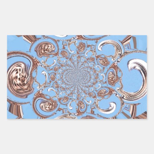 ヴィンテージ万華鏡のように千変万化するパターンアートプリント 長方形シール (正面)