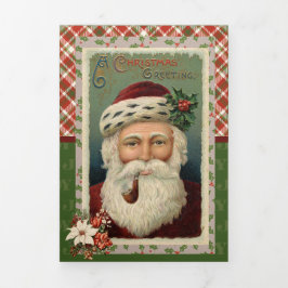 ヴィンテージ三つ折り写真ホリデーカード 三つ折りクリスマスカード