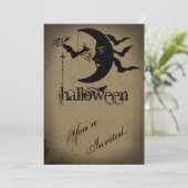 ヴィンテージ三日月とコウモリのハロウィンパーティー 招待状 (スタンド正面)
