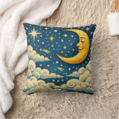 ヴィンテージ三日月夜空 クッション (ブランケット)