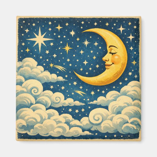 ヴィンテージ三日月夜空 マグネット (正面)