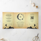 ヴィンテージ三日月結婚相 三つ折り招待状 (内部)