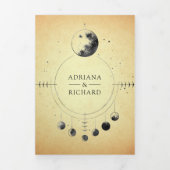 ヴィンテージ三日月結婚相 三つ折り招待状 (カバー)