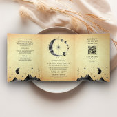 ヴィンテージ三日月結婚相 三つ折り招待状