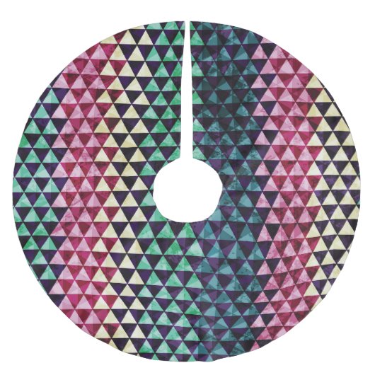 ヴィンテージ三角形の継ぎ目なしパターン ブラッシュドポリエステルツリースカート (正面)