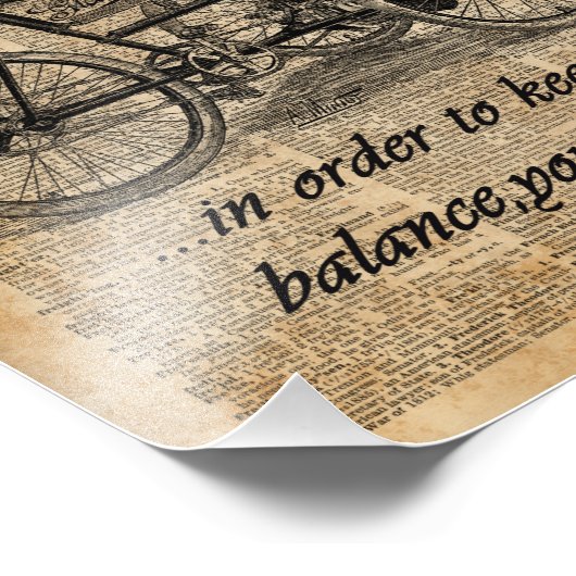 ヴィンテージ三輪車辞書アート自転車引用文 フォトプリント            (角)