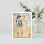 ヴィンテージ上のビーチの子供たちRuth Mary Hallock ポストカード (スタンド正面)