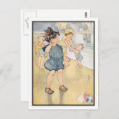 ヴィンテージ上のビーチの子供たちRuth Mary Hallock ポストカード (正面/裏面)