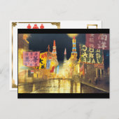 ヴィンテージ上海ネオンライトレトロ風景 ポストカード (正面/裏面)