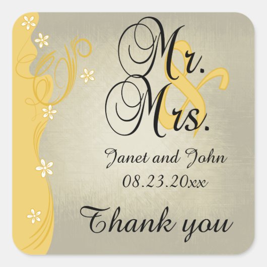 ヴィンテージ上質曲線 |クリームイエロー スクエアシール (正面)