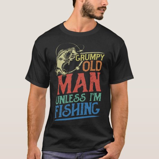 ヴィンテージ不機嫌な老人Im魚釣り Tシャツ (正面)