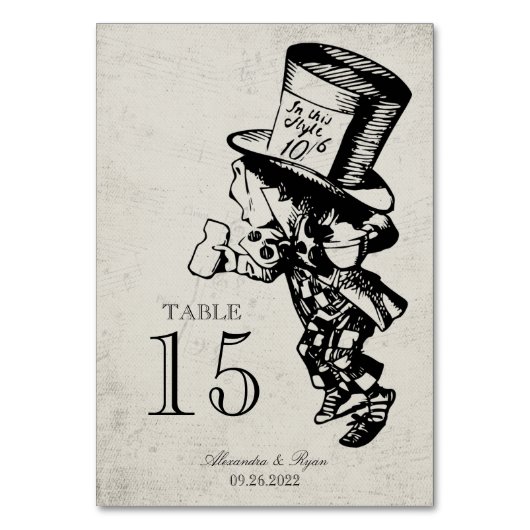 ヴィンテージ不機嫌の帽子屋のアリスがワンダーランド結婚の テーブルナンバー (正面)