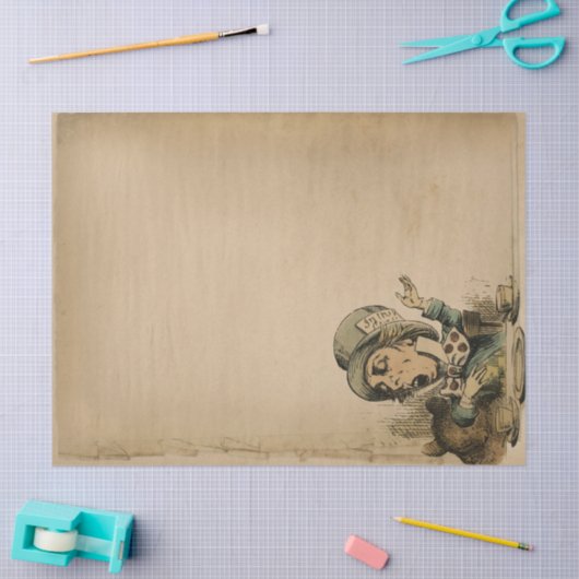 ヴィンテージ不機嫌の帽子屋アリスinワンダーランドデコップページ 薄葉紙 (クラフト)