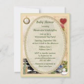 ヴィンテージ不機嫌ハッタのお茶パーティー赤ちゃんシャワー 招待状 (裏面)