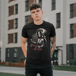 ヴィンテージ不気味おもしろい死神テニ遊ス・ゴシック Tシャツ