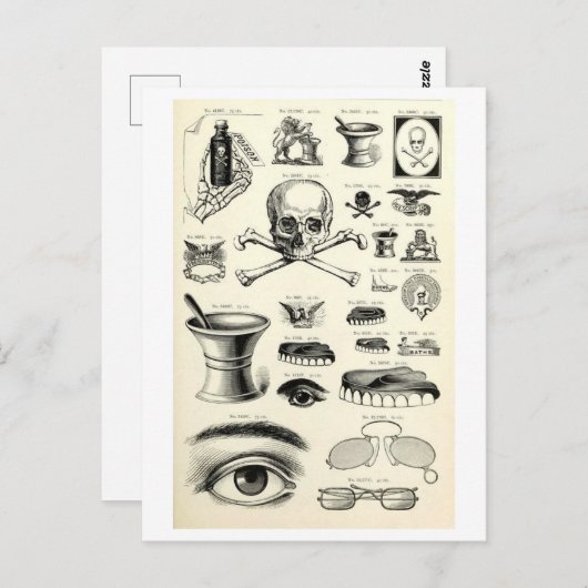 ヴィンテージ不気味なイラストはがき ポストカード (正面/裏面)