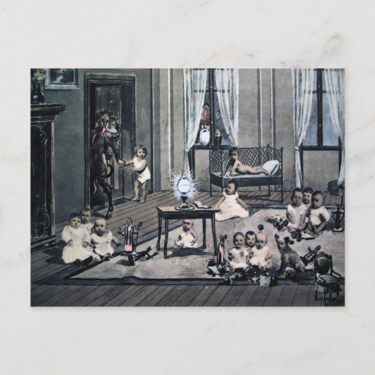 ヴィンテージ不気味なクランプスとサンタ ポストカード (正面)