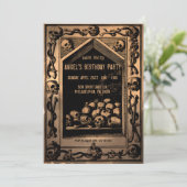 ヴィンテージ不気味なスカルカスタマイズ可能なパーティー 招待状 (スタンド正面)