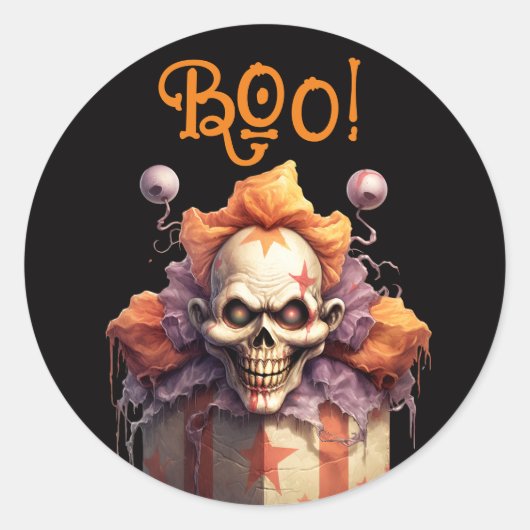 ヴィンテージ不気味なピエロスカルピークブハロウィーン ラウンドシール (正面)