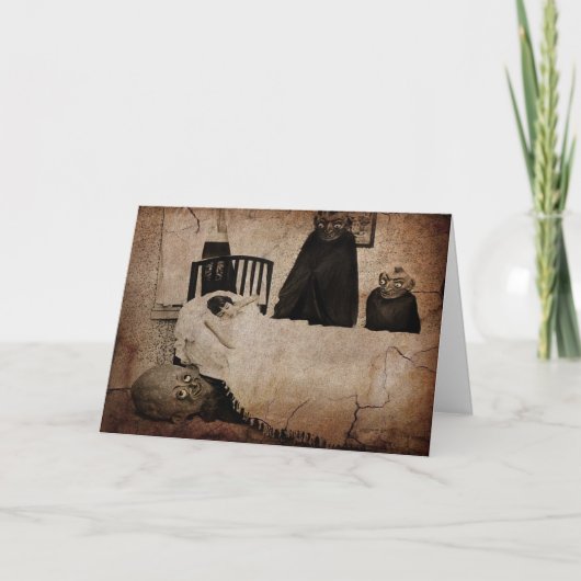 ヴィンテージ不気味なブギーマンハロウィーンカード シーズンカード (正面)