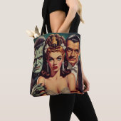 ヴィンテージ不気味なホラーアート トートバッグ (クローズアップ)