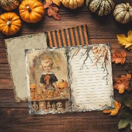 ヴィンテージ不気味な女の子ハロウィーンジャンクジャーナルページ