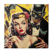 ヴィンテージ不気味な少女 タイル (正面)